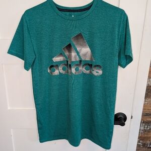 Adidas Teal Tee with Metallic Logo